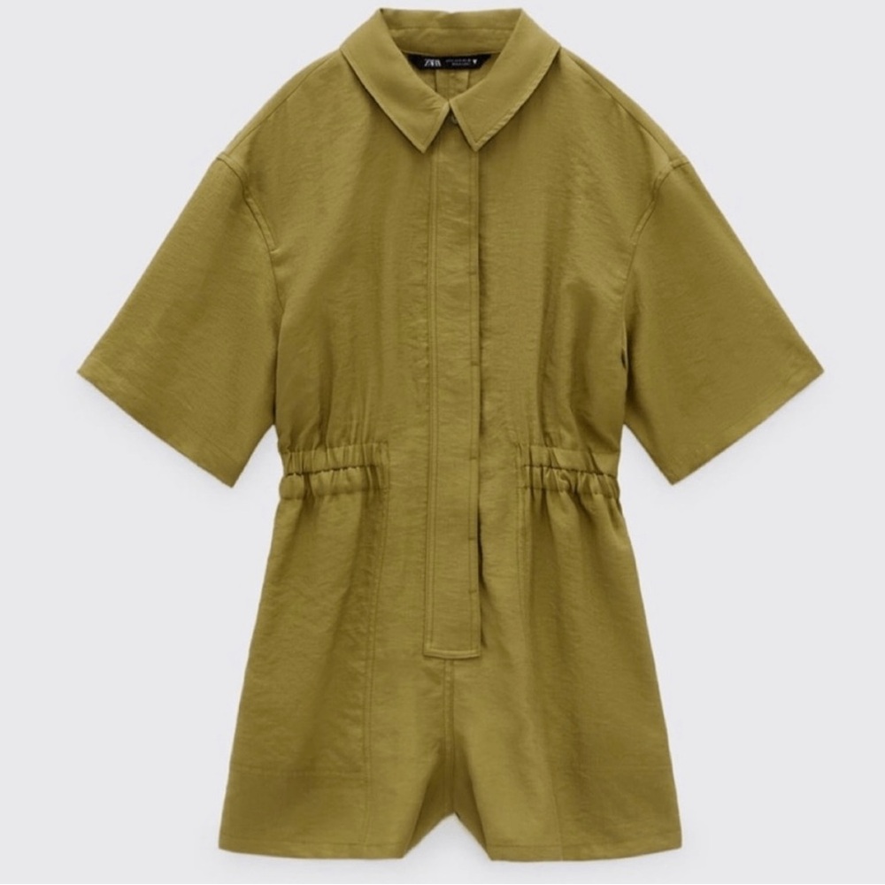 Zara Olive Green Utility Style Romper EUC sz Large